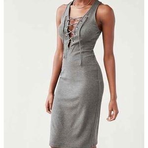 Silence+Noise grey knit midi dress